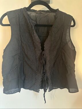 Sleeveless Tie-Front Embroidered Top